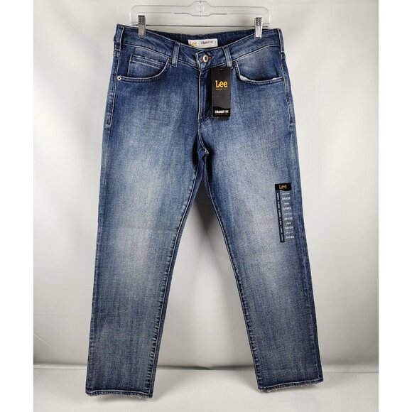 Lee Jeans Mens 34x32 Blue Straight Fit Comfort Stretch Denim NWT - Picture 1 of 12